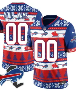 Alternative view of Buffalo Bills Nike 2024 Christmas Vapor Custom Limited Jersey N1 - Red