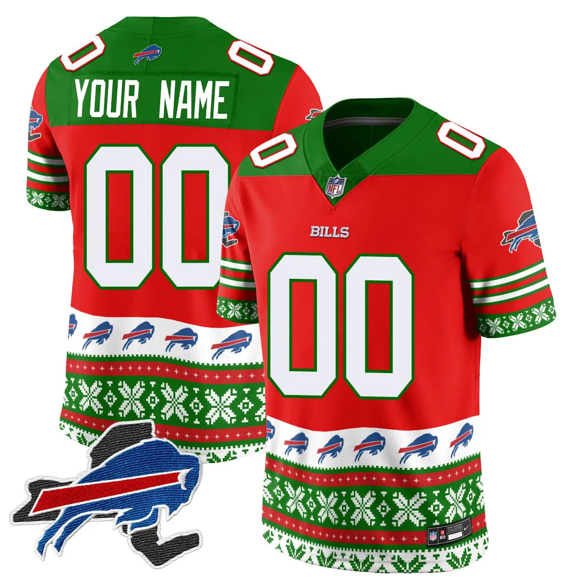 Buffalo Bills Nike 2024 Christmas Vapor Custom Limited Jersey - Red - Image 2