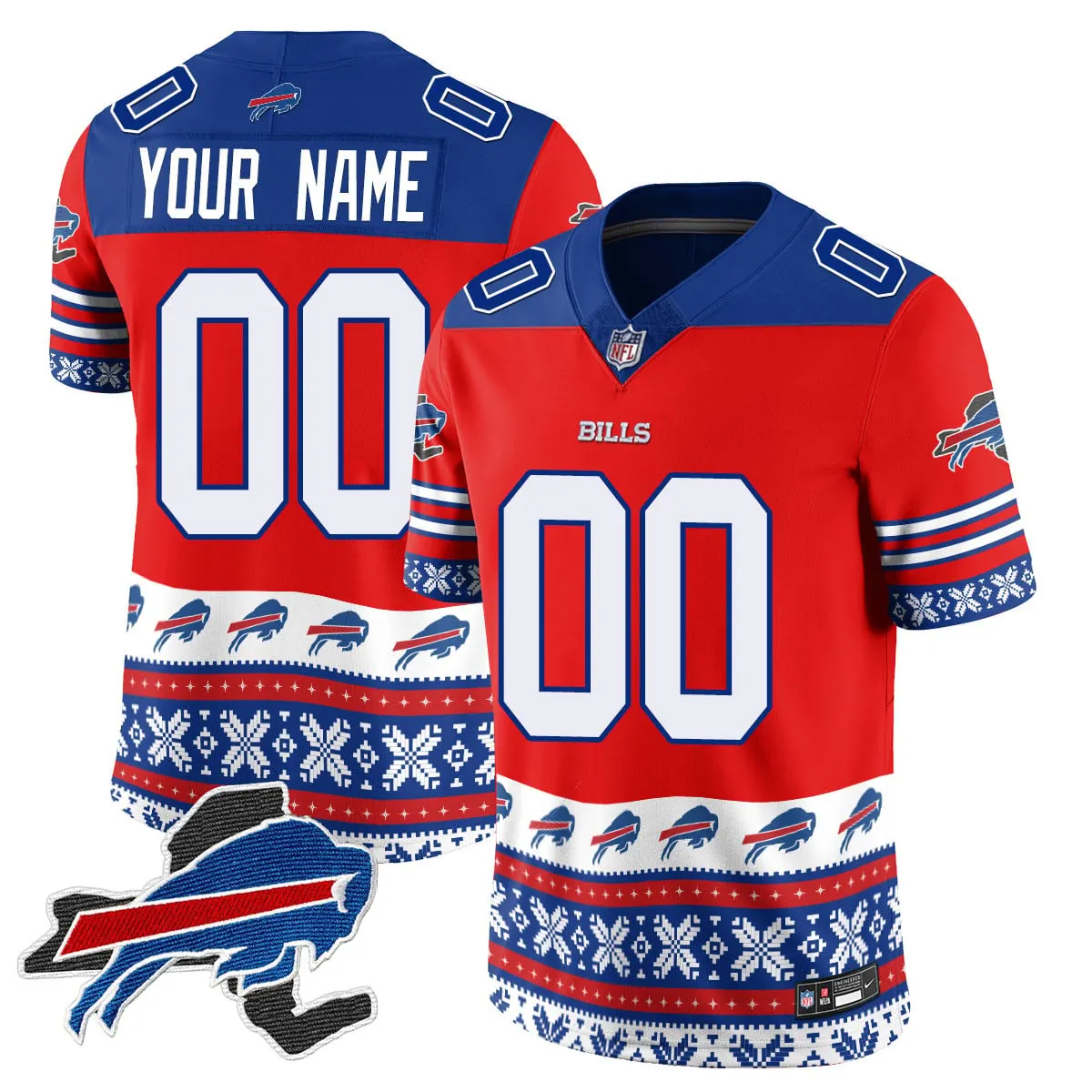 Buffalo Bills Nike 2024 Christmas Vapor Custom Limited Jersey - Red