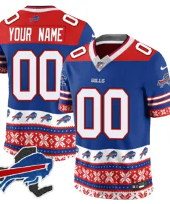 Buffalo Bills Nike 2024 Christmas Vapor Custom Limited Jersey - Red - Image 3