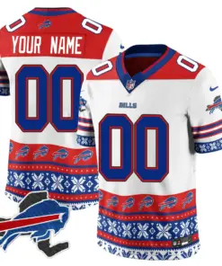 Buffalo Bills Nike 2024 Christmas Vapor Custom Limited Jersey - Red - Image 4