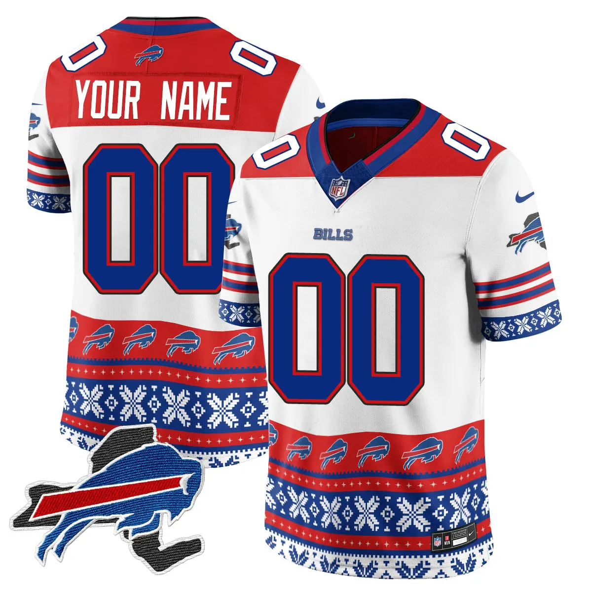 Buffalo Bills Nike 2024 Christmas Vapor Custom Limited Jersey - Red - Image 4
