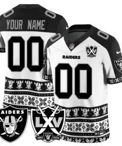 Las Vegas Raiders Nike 2024 Christmas Vapor Custom Limited Jersey - Grey - Image 3