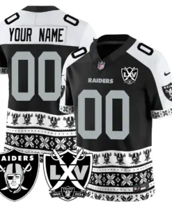 Alternative view of Las Vegas Raiders Nike 2024 Christmas Vapor Custom Limited Jersey - Grey