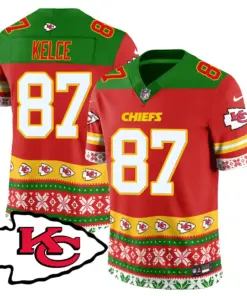 Kansas City Chiefs Nike 2024 Christmas Vapor Limited Jersey - Red - Image 3