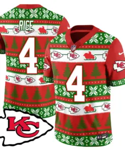 Patrick Mahomes Kansas City Chiefs Nike 2024 Christmas Vapor Limited Jersey - Red - Image 6