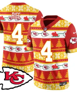 Patrick Mahomes Kansas City Chiefs Nike 2024 Christmas Vapor Limited Jersey - Red - Image 11
