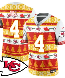 Patrick Mahomes Kansas City Chiefs Nike 2024 Christmas Vapor Limited Jersey - Red - Image 21