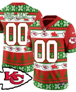 Kansas City Chiefs Nike 2024 Christmas Vapor Custom Limited Jersey N1 - Red