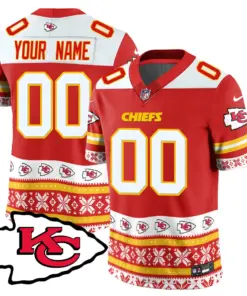 Alternative view of Kansas City Chiefs Nike 2024 Christmas Vapor Custom Limited Jersey - Red