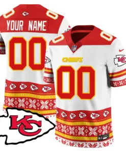 Kansas City Chiefs Nike 2024 Christmas Vapor Custom Limited Jersey - Red - Image 3