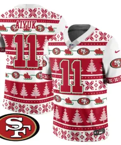 San Francisco 49ers Nike 2024 Christmas Vapor Limited Jersey - Red - Image 13