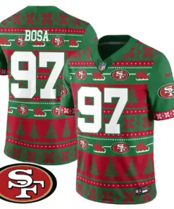 Alternative view of San Francisco 49ers Nike 2024 Christmas Vapor Limited Jersey - Red