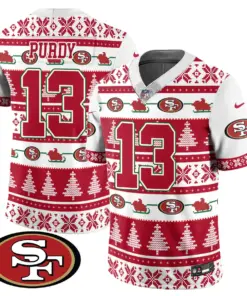 San Francisco 49ers Nike 2024 Christmas Vapor Limited Jersey - Red - Image 8