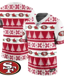 San Francisco 49ers Nike 2024 Christmas Vapor Limited Jersey - Red - Image 9