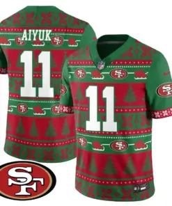 San Francisco 49ers Nike 2024 Christmas Vapor Limited Jersey - Red - Image 15