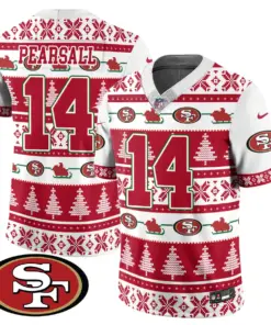 San Francisco 49ers Nike 2024 Christmas Vapor Limited Jersey - Red - Image 7