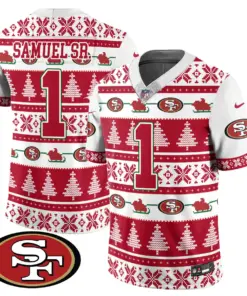 San Francisco 49ers Nike 2024 Christmas Vapor Limited Jersey - Red - Image 17