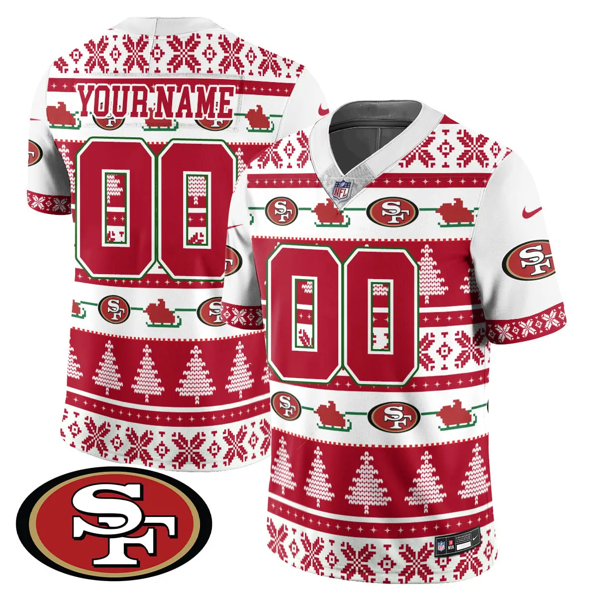 San Francisco 49ers Nike 2024 Christmas Vapor Custom Limited Jersey - Green - Image 2
