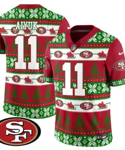 San Francisco 49ers Nike 2024 Christmas Vapor Limited Jersey - Red - Image 18
