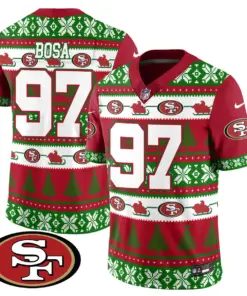 San Francisco 49ers Nike 2024 Christmas Vapor Limited Jersey - Red - Image 19