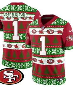 San Francisco 49ers Nike 2024 Christmas Vapor Limited Jersey - Red - Image 22