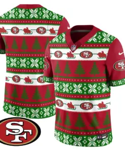 San Francisco 49ers Nike 2024 Christmas Vapor Limited Jersey - Red - Image 23