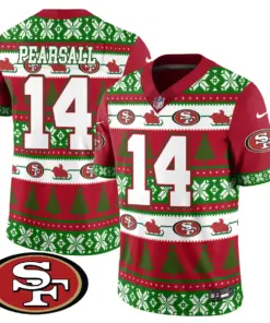 San Francisco 49ers Nike 2024 Christmas Vapor Limited Jersey - Red - Image 21