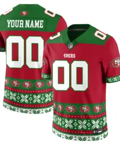 Alternative view of San Francisco 49ers Nike 2024 Christmas Vapor Custom Limited Jersey - White
