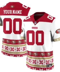 San Francisco 49ers Nike 2024 Christmas Vapor Custom Limited Jersey - White