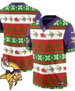 Justin Jefferson Minnesota Vikings Nike 2024 Christmas Vapor Limited Jersey - Red - Image 4