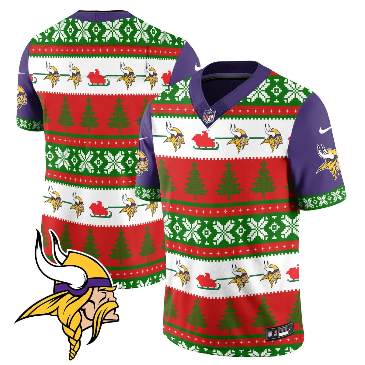 Justin Jefferson Minnesota Vikings Nike 2024 Christmas Vapor Limited Jersey - Red - Image 4