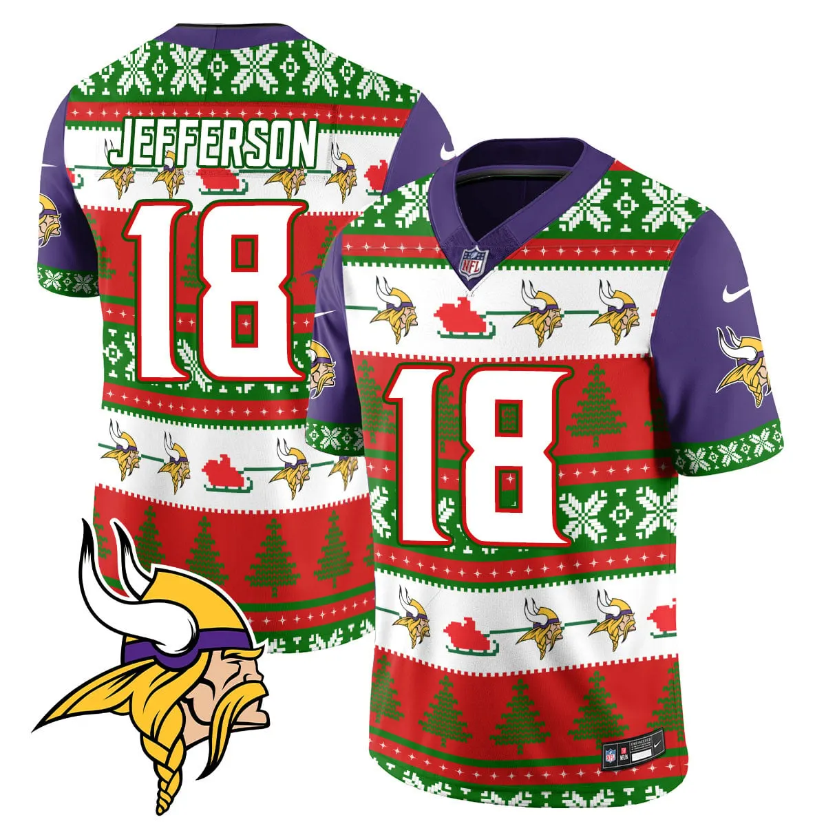 Justin Jefferson Minnesota Vikings Nike 2024 Christmas Vapor Limited Jersey - Red