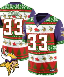 Justin Jefferson Minnesota Vikings Nike 2024 Christmas Vapor Limited Jersey - Red - Image 3