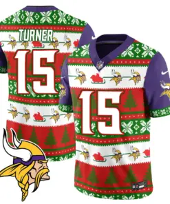 Justin Jefferson Minnesota Vikings Nike 2024 Christmas Vapor Limited Jersey - Red - Image 5