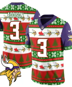 Justin Jefferson Minnesota Vikings Nike 2024 Christmas Vapor Limited Jersey - Red - Image 2