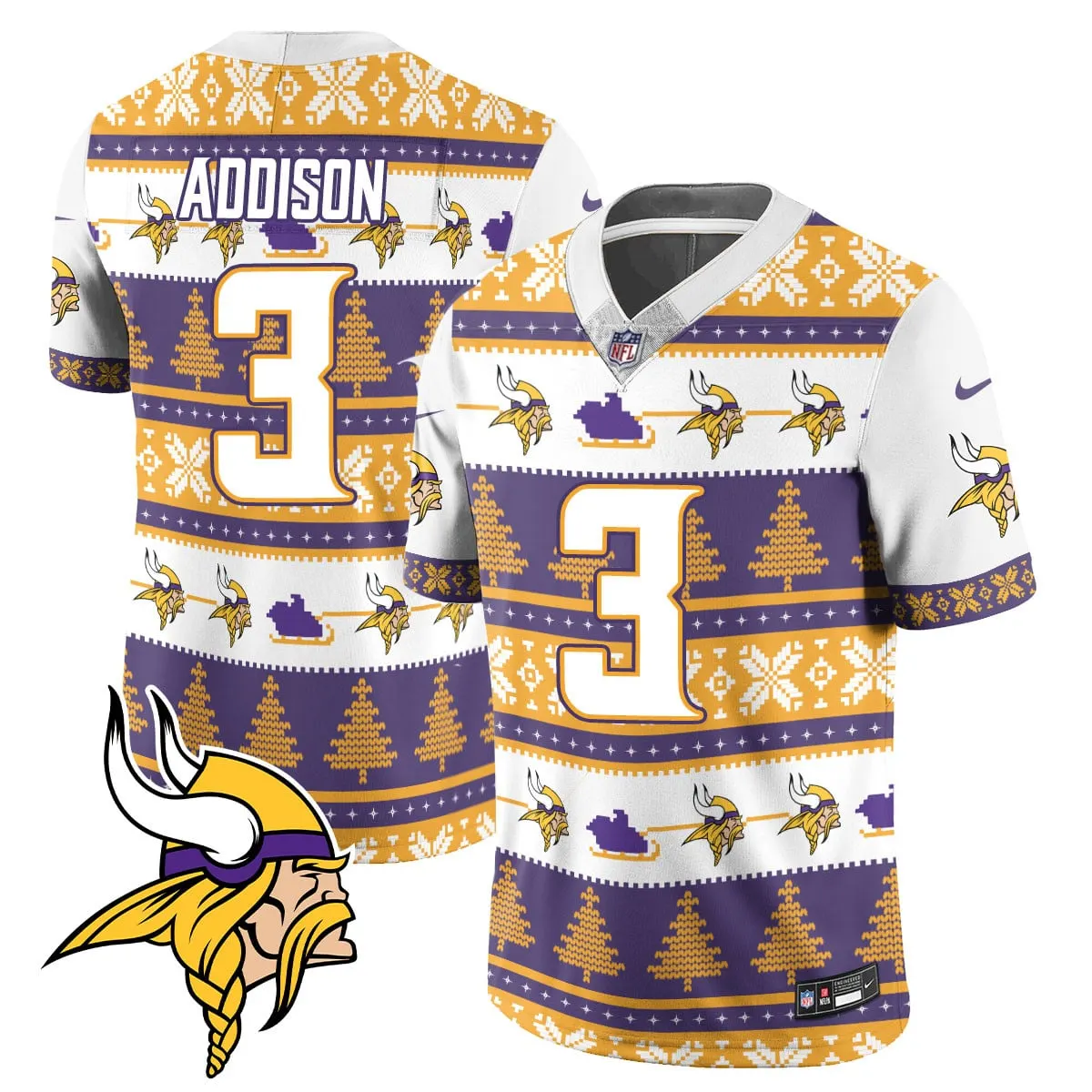 Justin Jefferson Minnesota Vikings Nike 2024 Christmas Vapor Limited Jersey - Red - Image 6