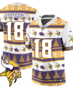 Justin Jefferson Minnesota Vikings Nike 2024 Christmas Vapor Limited Jersey - Red - Image 8