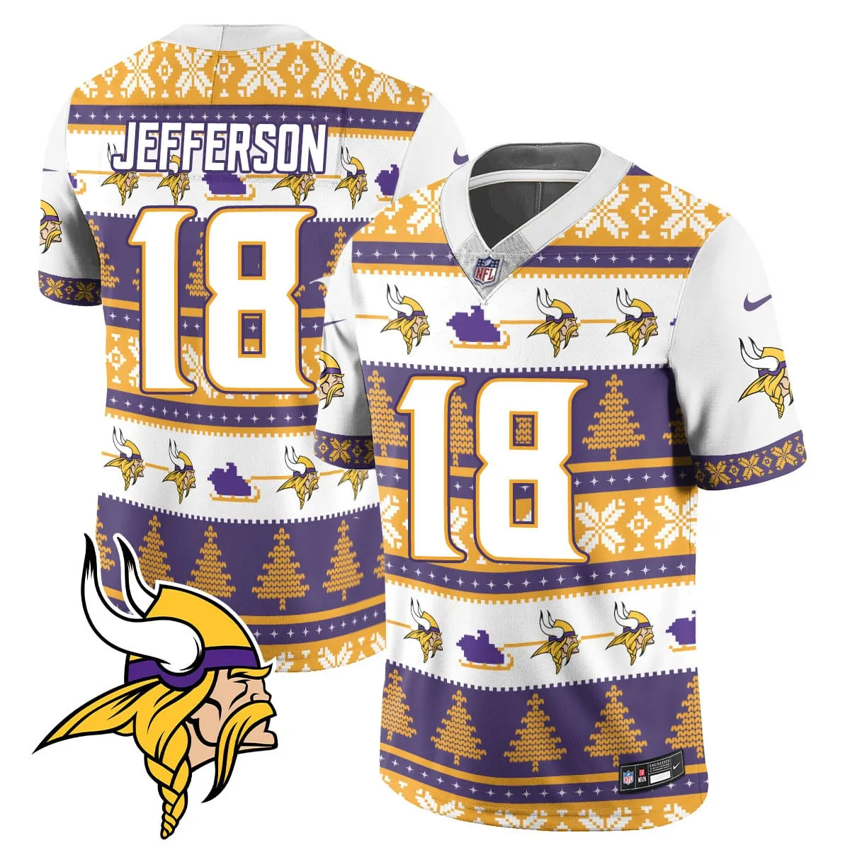 Justin Jefferson Minnesota Vikings Nike 2024 Christmas Vapor Limited Jersey - Red - Image 8