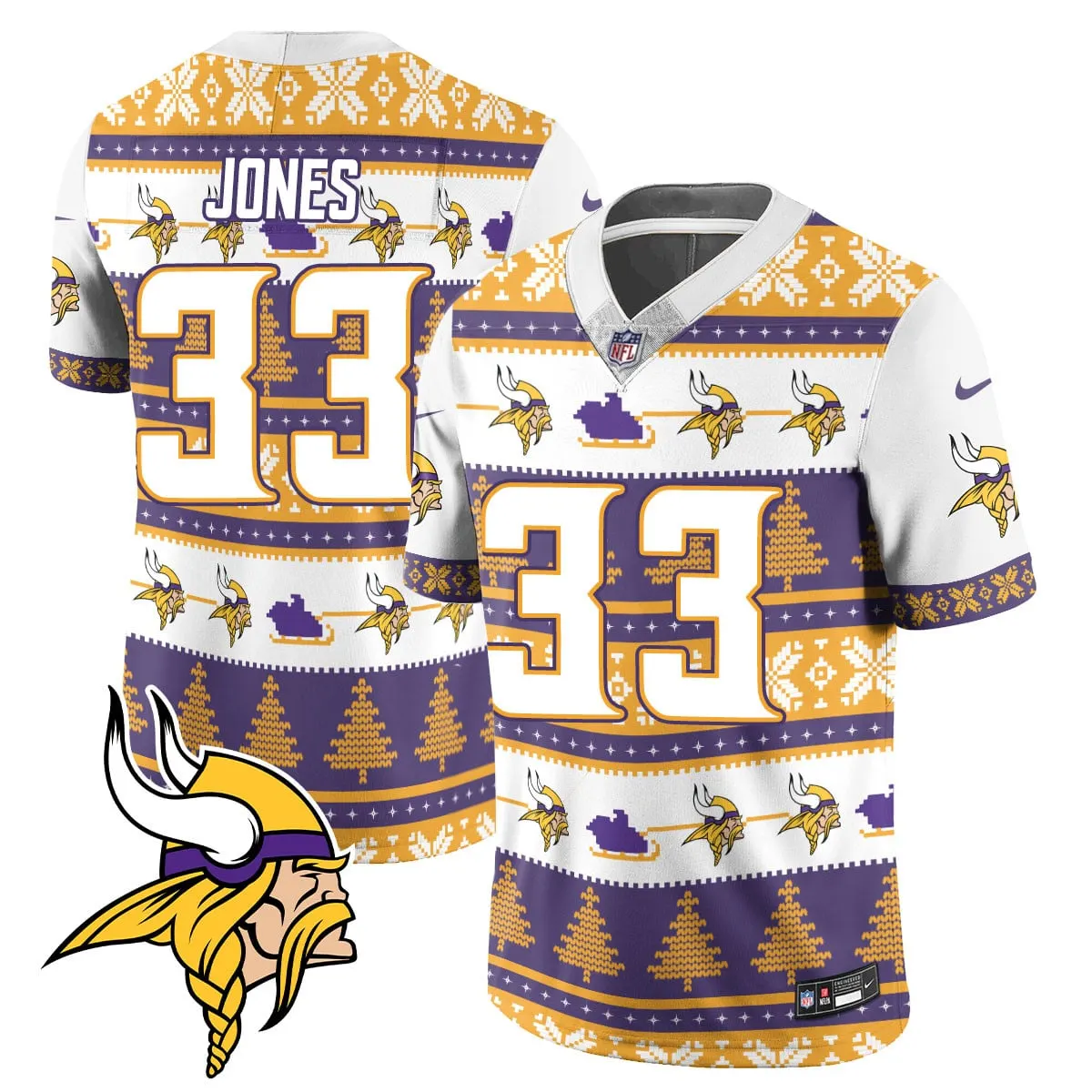 Justin Jefferson Minnesota Vikings Nike 2024 Christmas Vapor Limited Jersey - Red - Image 9