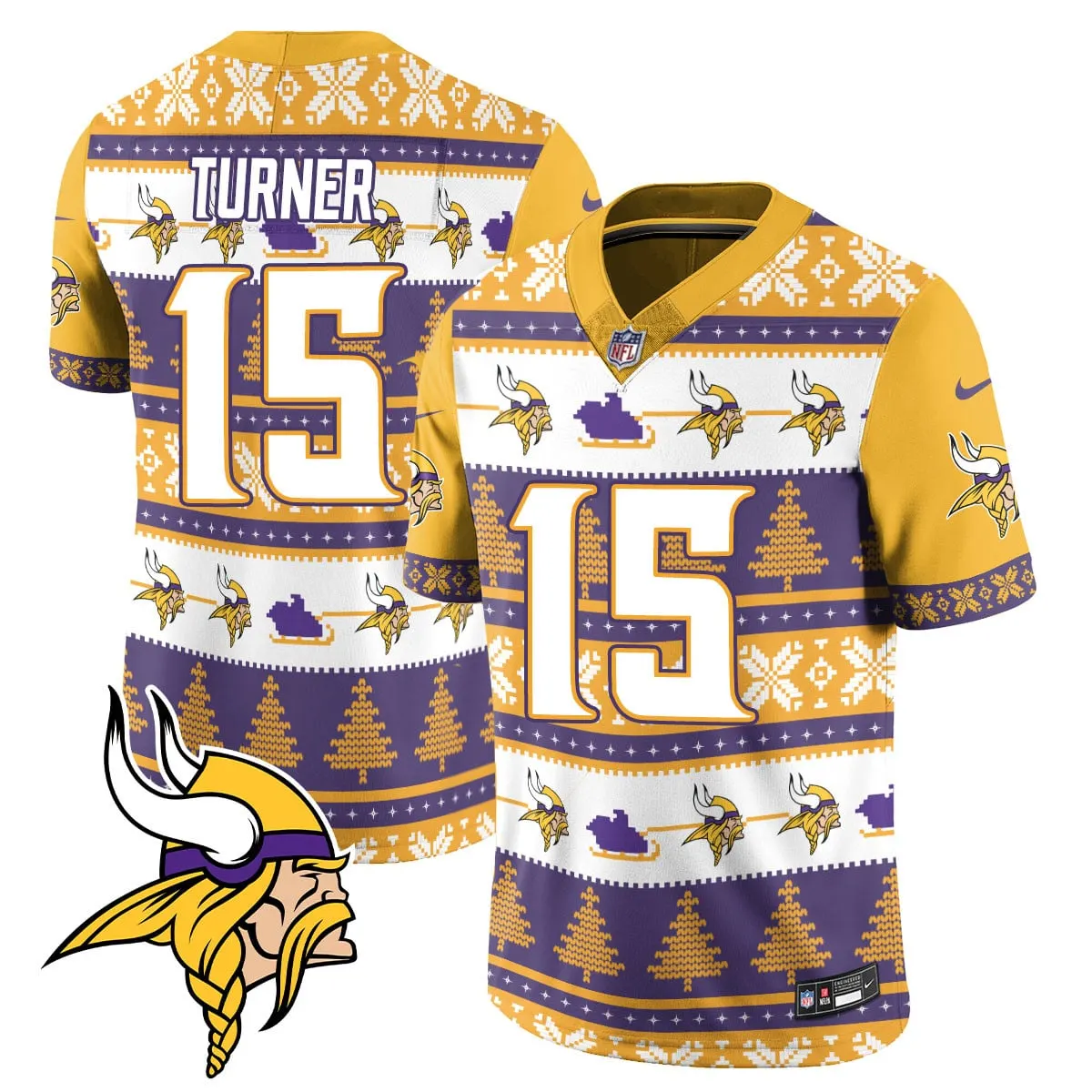 Justin Jefferson Minnesota Vikings Nike 2024 Christmas Vapor Limited Jersey - Red - Image 14