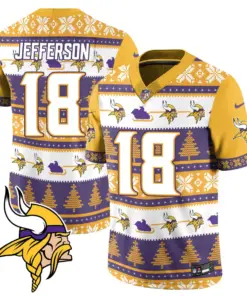 Justin Jefferson Minnesota Vikings Nike 2024 Christmas Vapor Limited Jersey - Red - Image 12