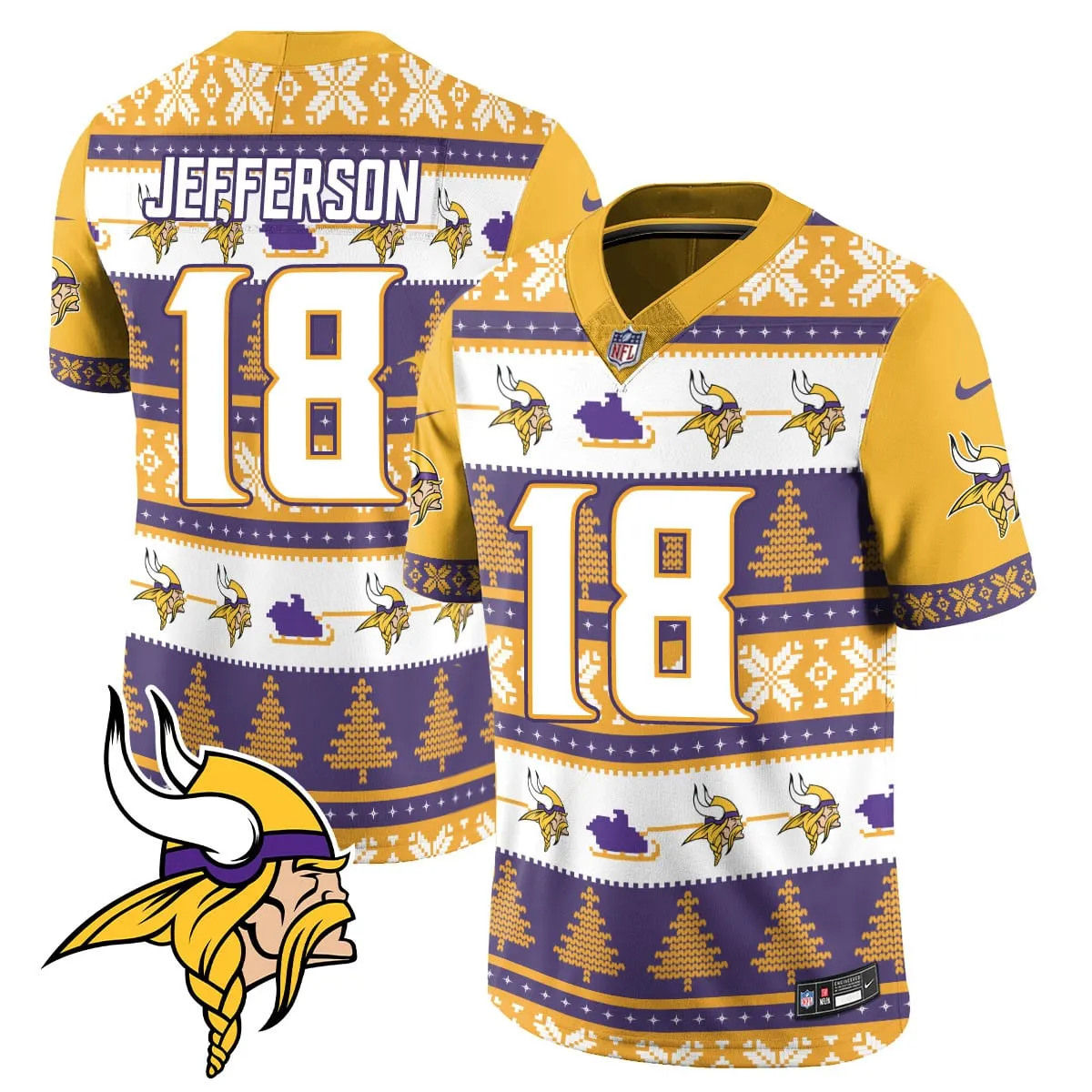 Justin Jefferson Minnesota Vikings Nike 2024 Christmas Vapor Limited Jersey - Red - Image 12