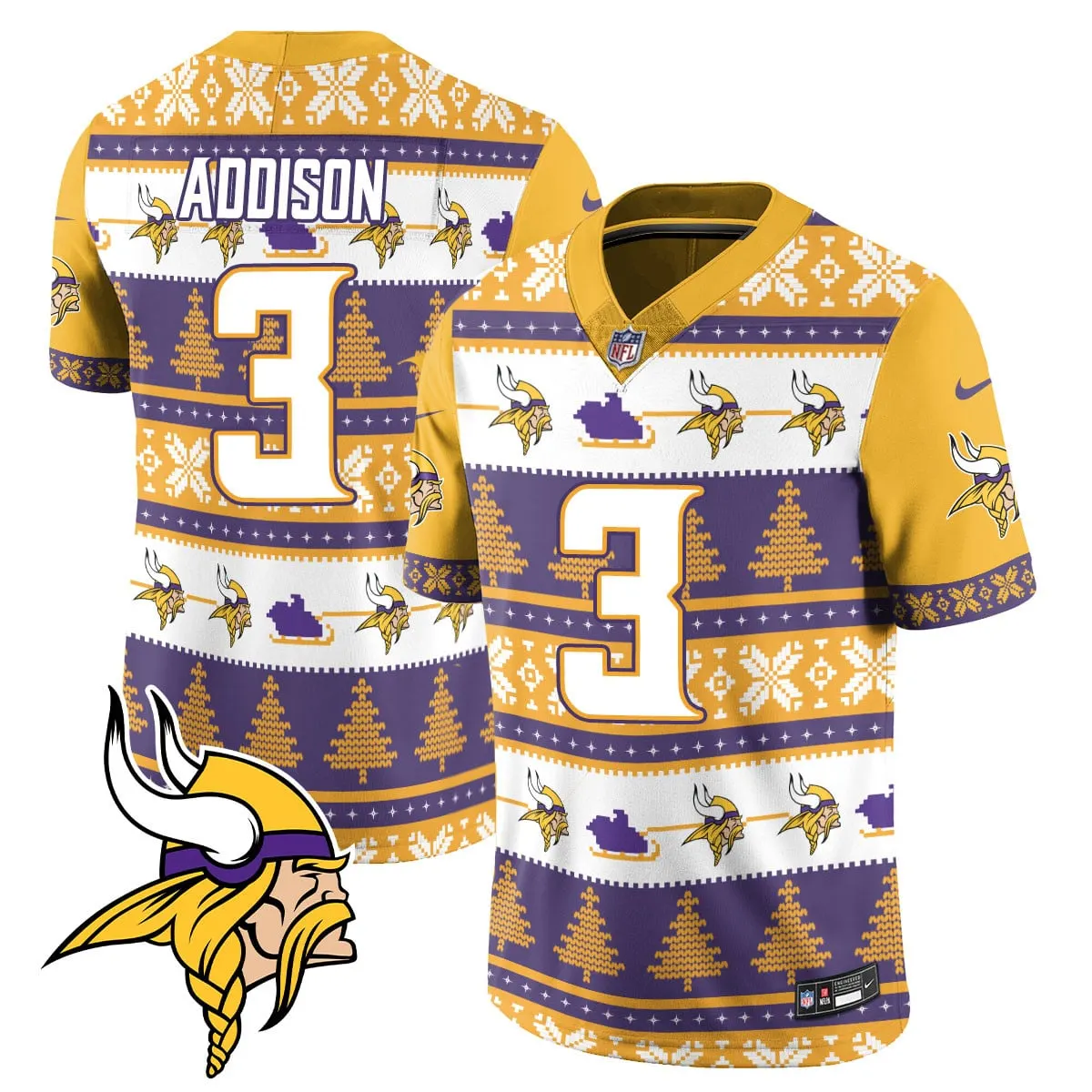 Justin Jefferson Minnesota Vikings Nike 2024 Christmas Vapor Limited Jersey - Red - Image 15