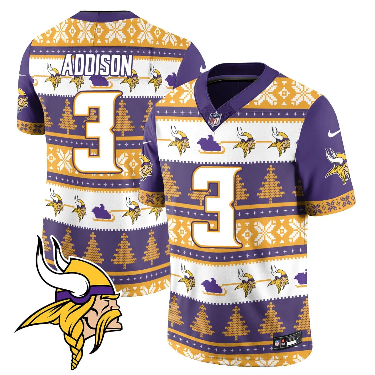 Justin Jefferson Minnesota Vikings Nike 2024 Christmas Vapor Limited Jersey - Red - Image 17