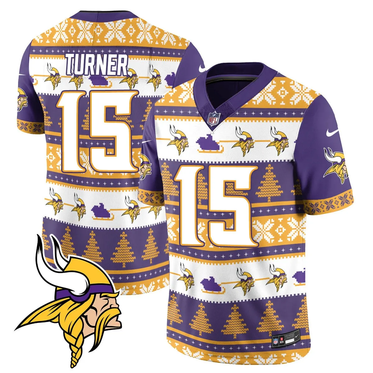 Justin Jefferson Minnesota Vikings Nike 2024 Christmas Vapor Limited Jersey - Red - Image 21