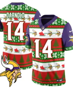 Justin Jefferson Minnesota Vikings Nike 2024 Christmas Vapor Limited Jersey - Red - Image 22