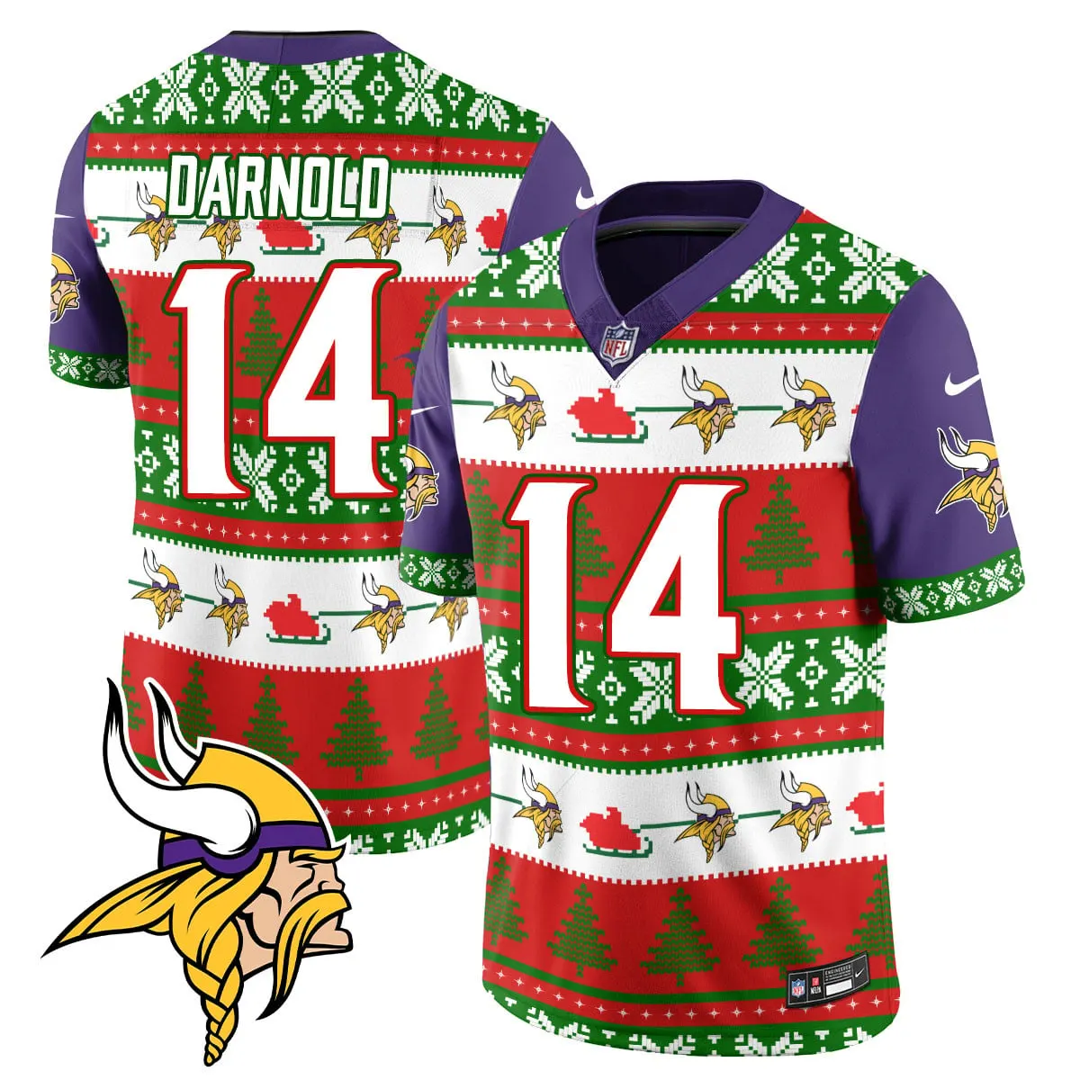 Justin Jefferson Minnesota Vikings Nike 2024 Christmas Vapor Limited Jersey - Red - Image 22