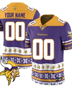 Minnesota Vikings Nike 2024 Christmas Vapor Custom Limited Jersey - White - Image 4