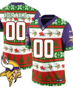 Minnesota Vikings Nike 2024 Christmas Vapor Custom Limited Jersey - Red